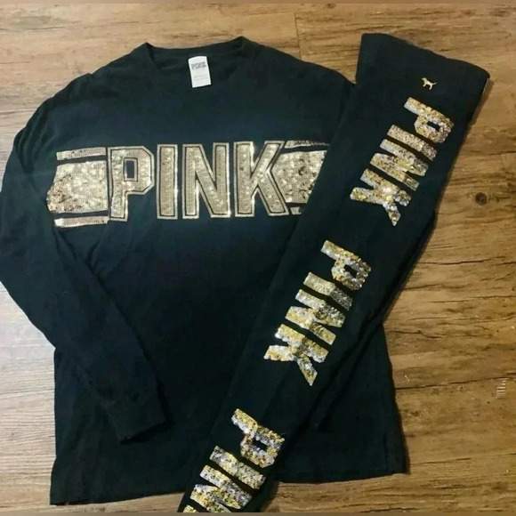 PINK VS BLING  TSHIRT/ LEGGINGS OUTFIT SET S - Picture 3 of 7